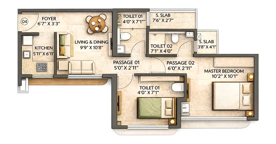 House Of Abhinandan Lodha Naigaon BHK Floor Plan